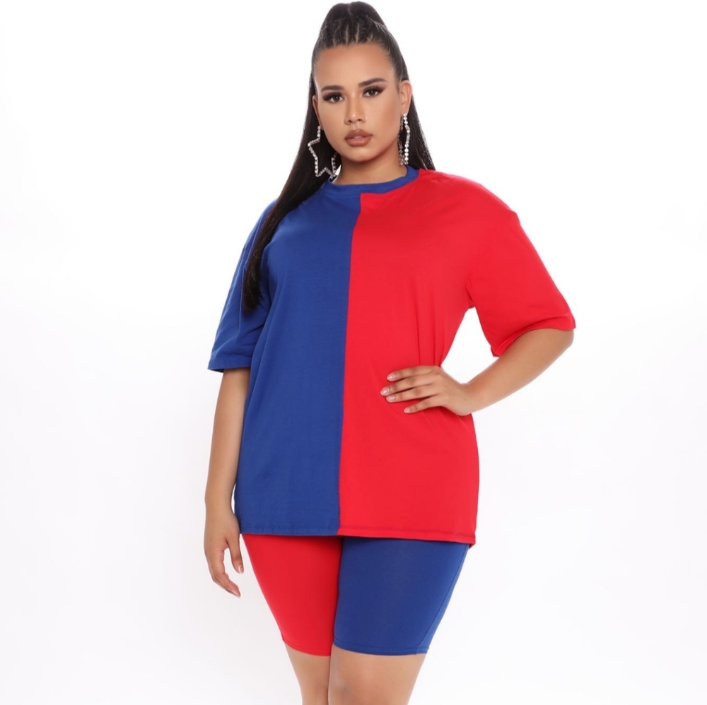 Fashion Nova 2 halves biker short set size 2X